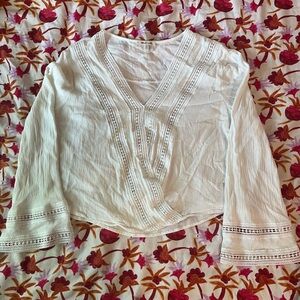 White Lace Long Sleeve Top Size M
